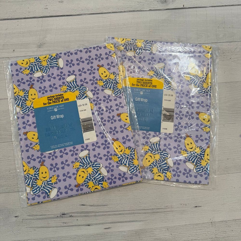 american greetings bananas in pajamas‎ wrapping paper new